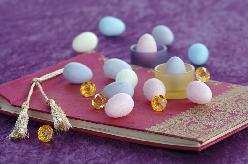 Colorful Eggs on Book
