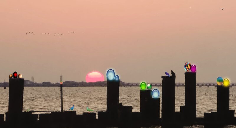 Colorful Eggs on Posts