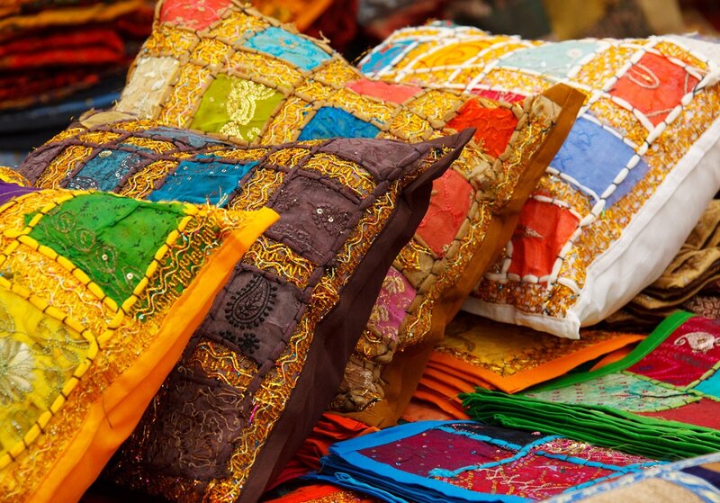 Colorful Embroidered Pillows — Yellow