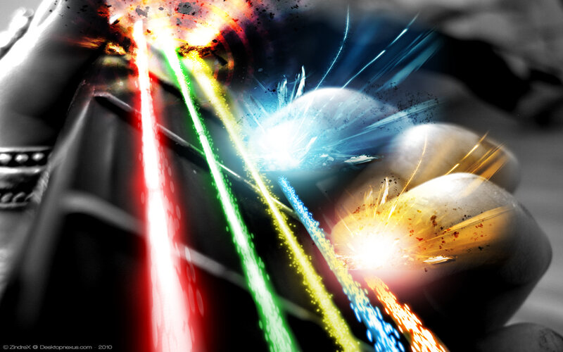 colorful energy beams explosion