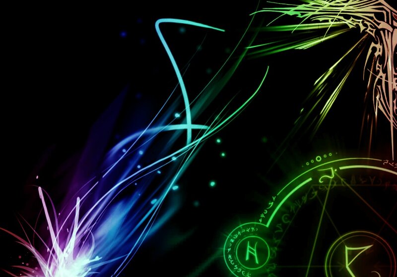 colorful energy lines and symbols