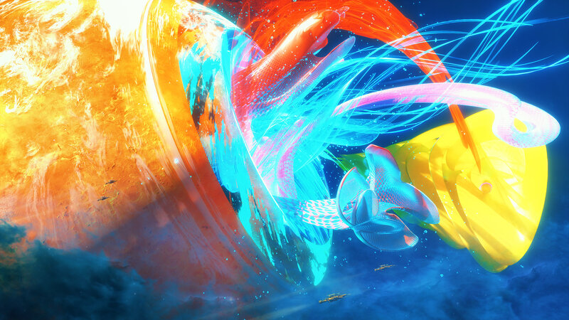 Colorful Energy Vortex — Blue, Dramatic