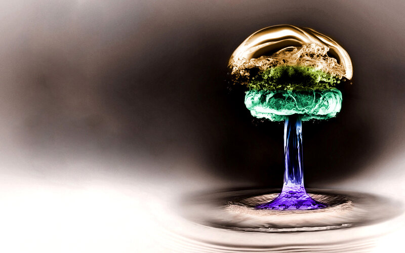 Colorful explosion mushroom cloud