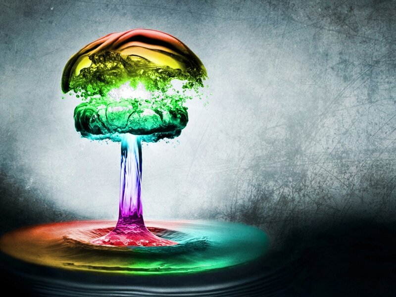 Colorful explosion mushroom cloud