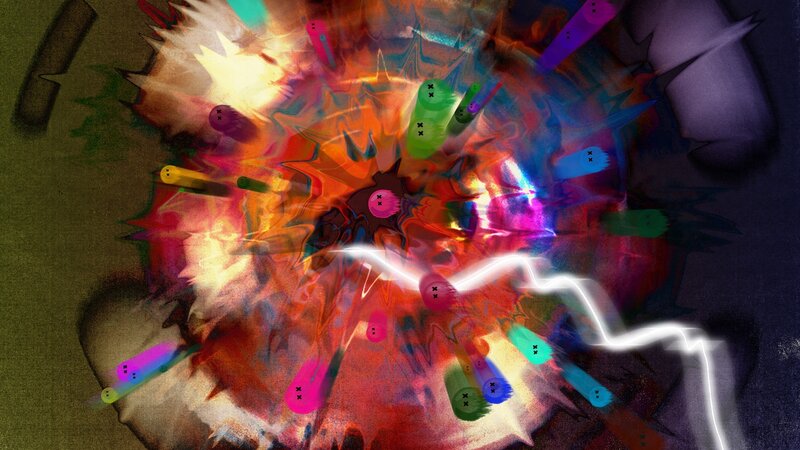 Colorful Explosion — Red, Chaotic