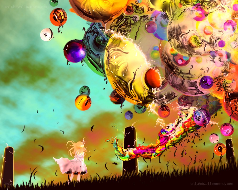 colorful explosion with girl