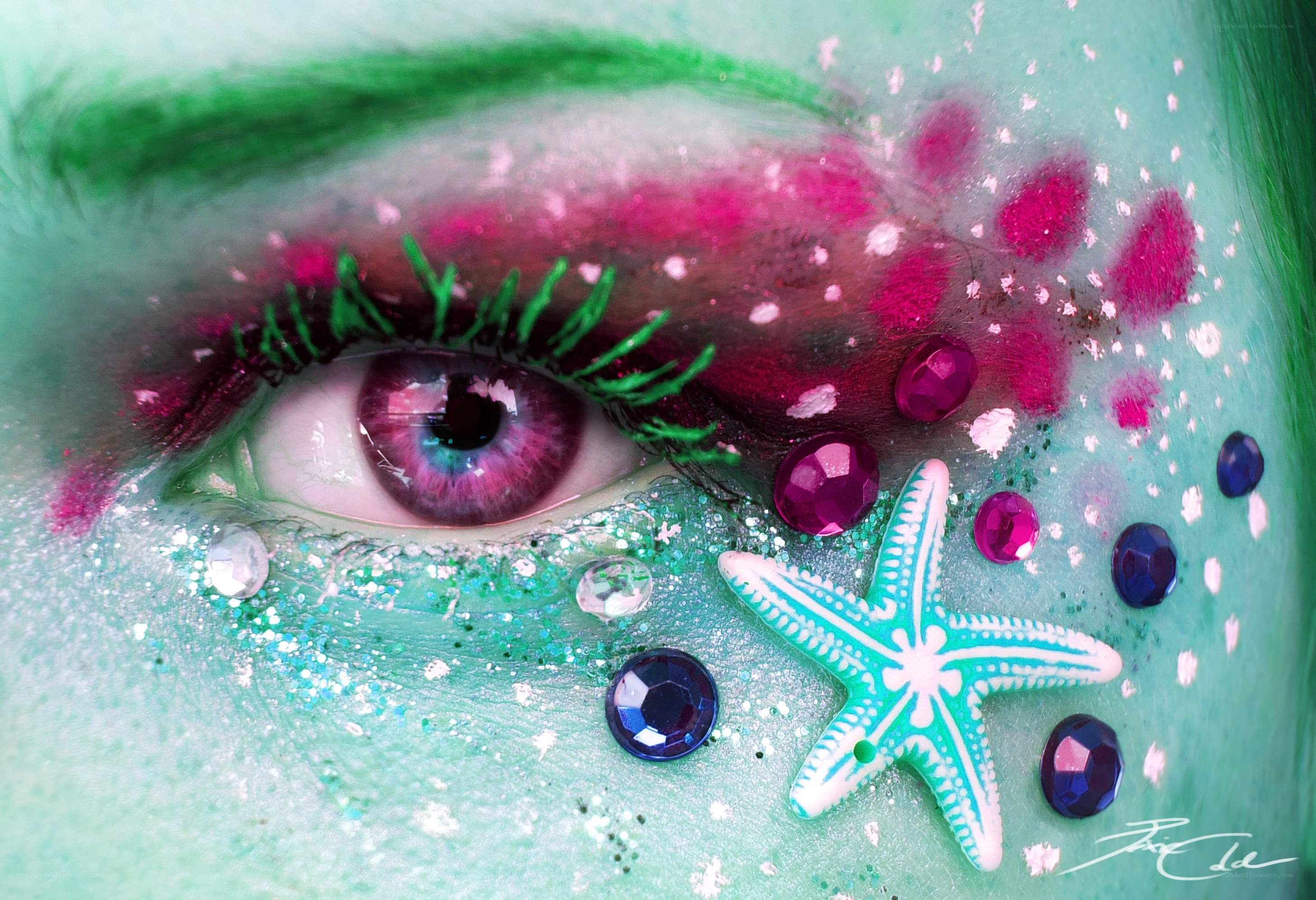 colorful eye art with starfish