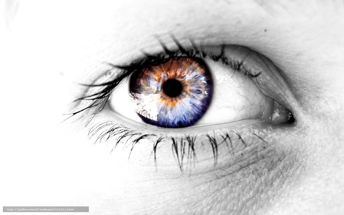 colorful eye in black and white
