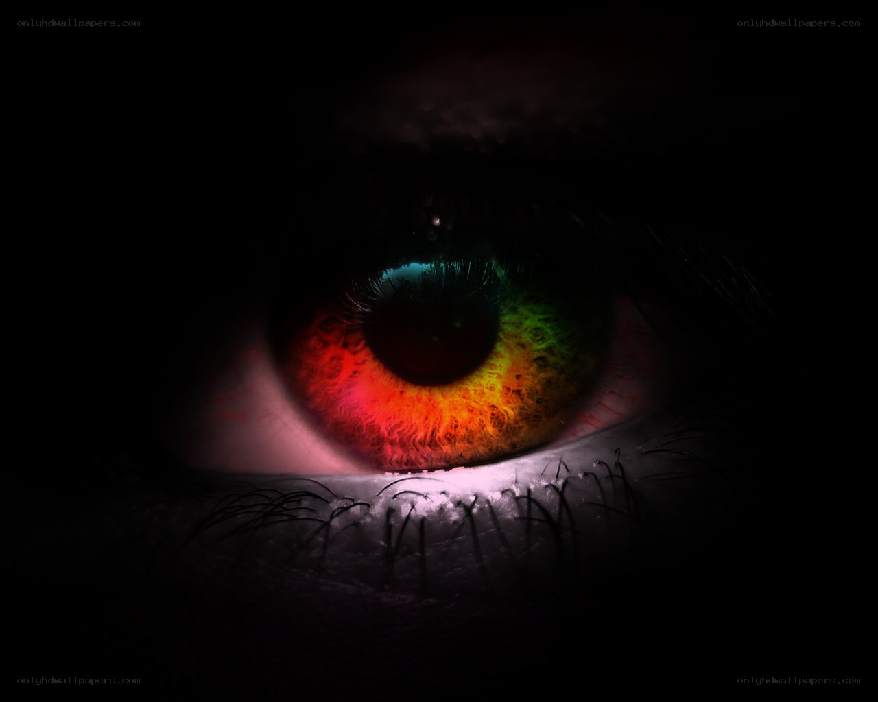 colorful eye in darkness