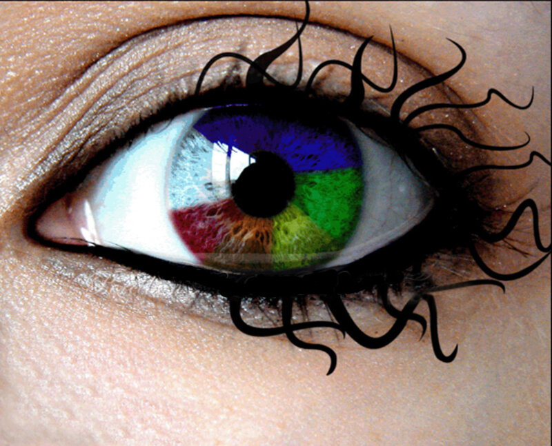 colorful eye with artistic lashes