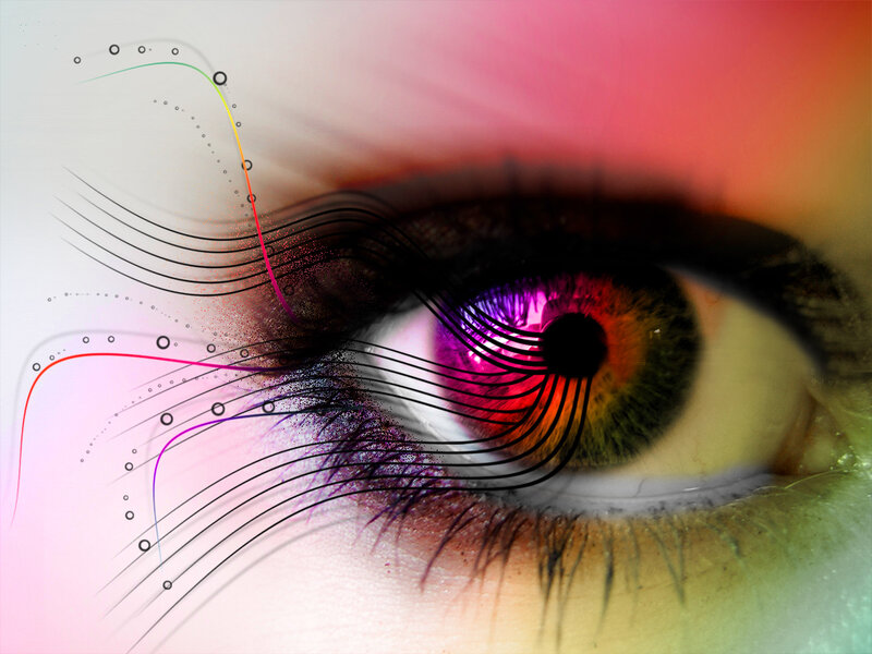 Colorful eye with digital effects
