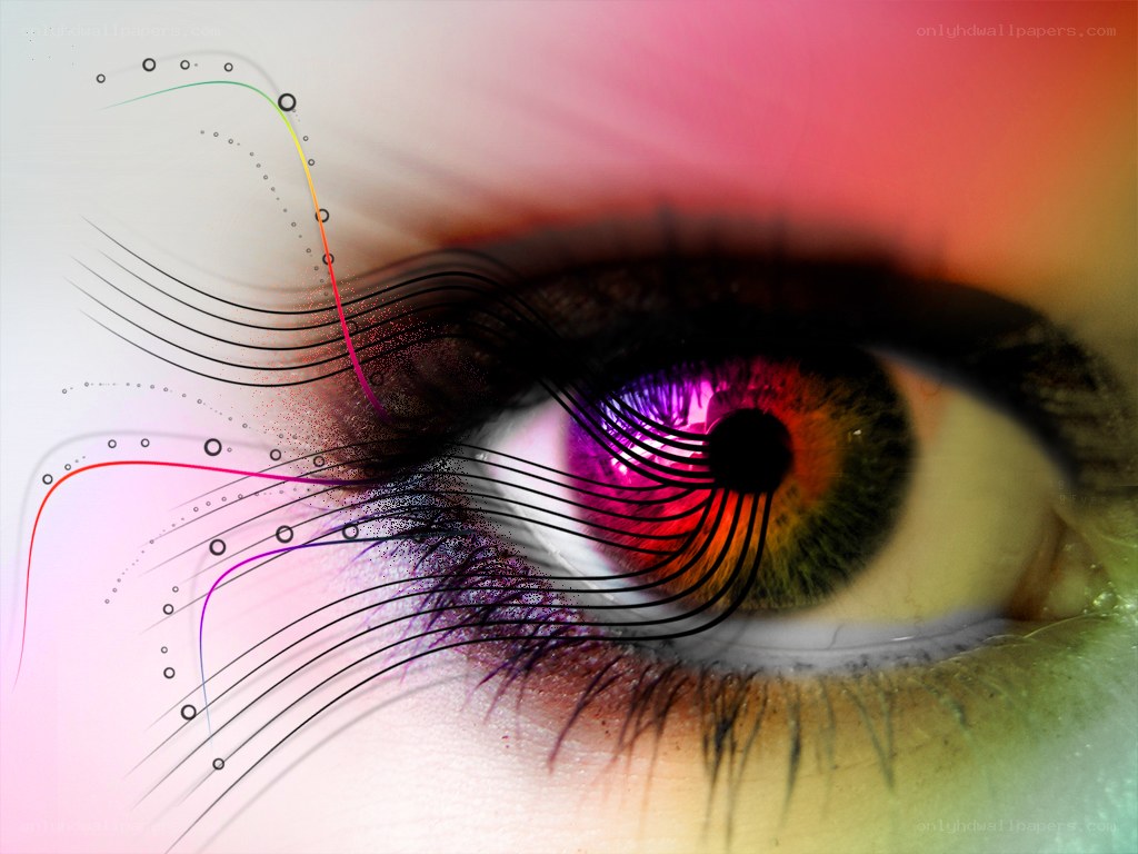 Colorful eye with digital effects