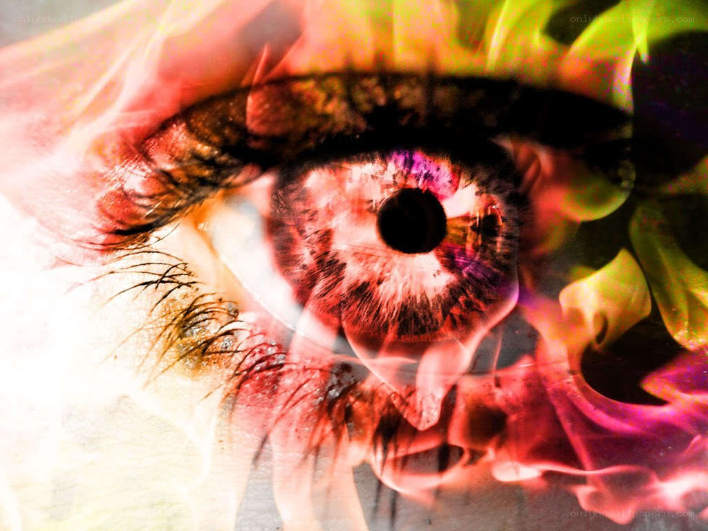 colorful eye with flame effect
