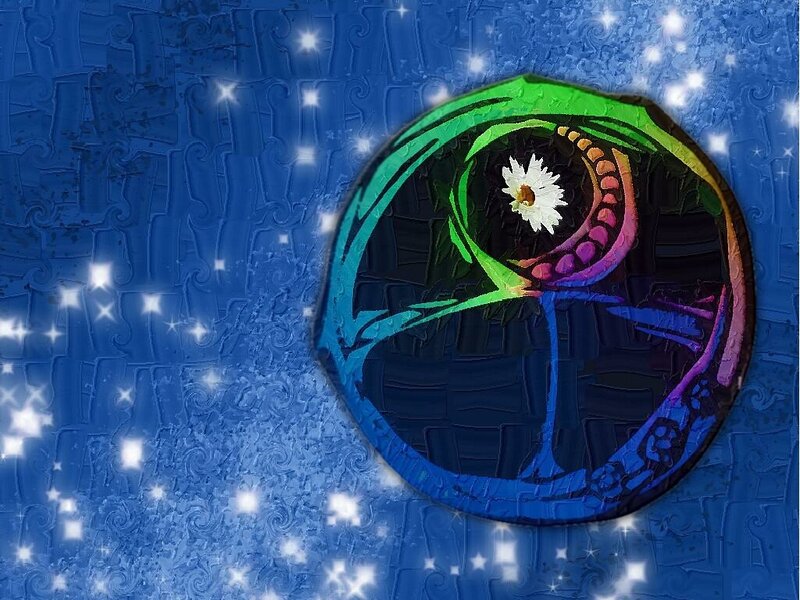 Colorful Eye with Flower — Blue