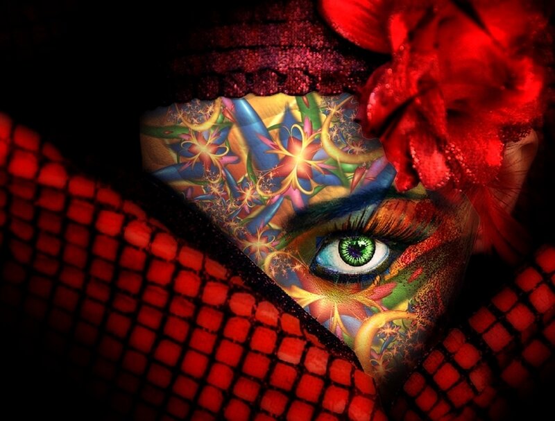 Colorful Eye with Fractal Patterns — Red
