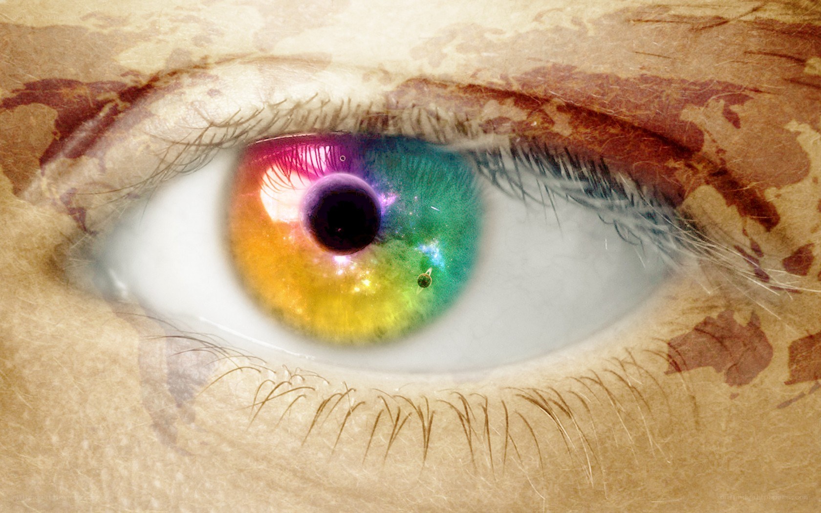 colorful eye with galaxy iris