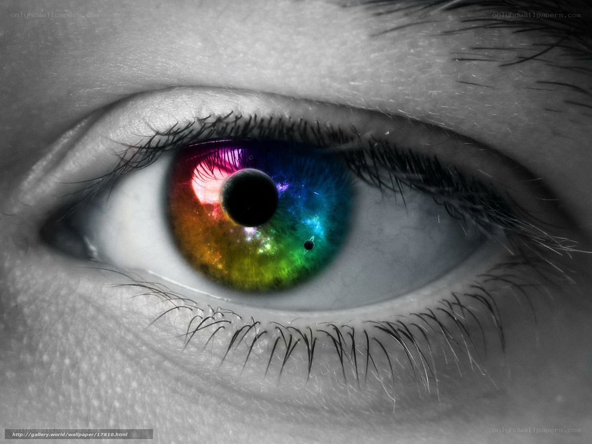 Colorful eye with galaxy