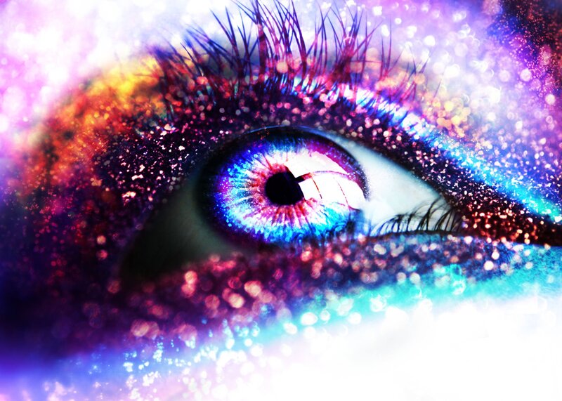Colorful Eye with Glitter — Blue, Vibrant