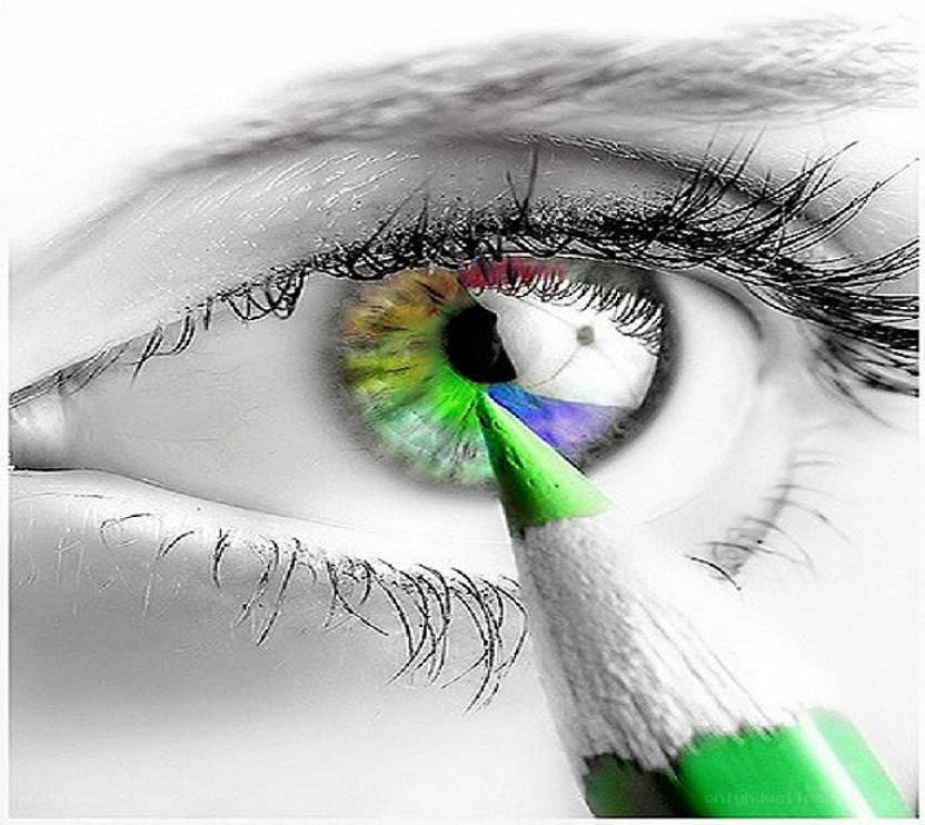 colorful eye with pencil