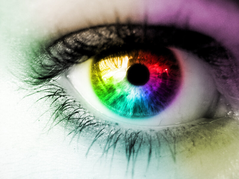 colorful eye with rainbow iris