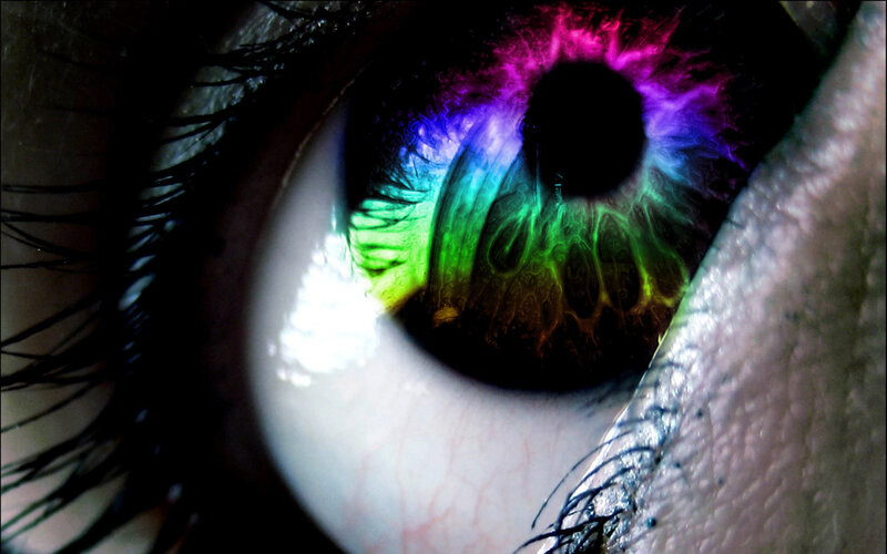 colorful eye with rainbow iris