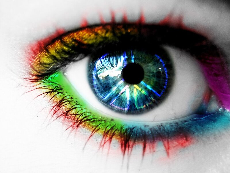 Colorful Eye with Rainbow Makeup — Blue