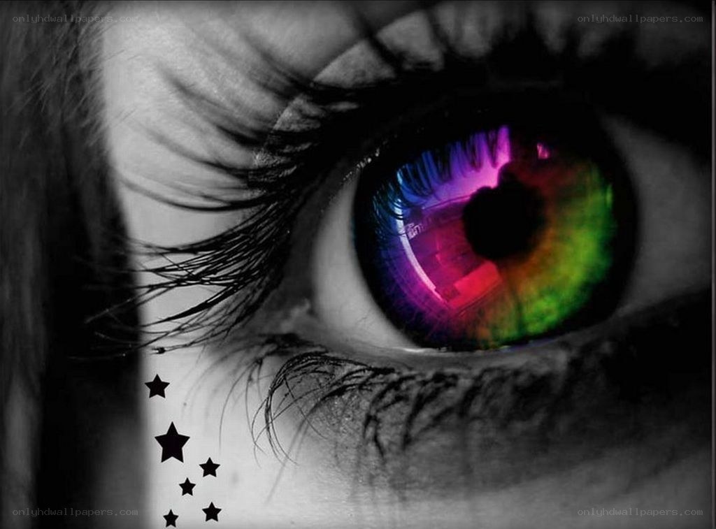 colorful eye with stars