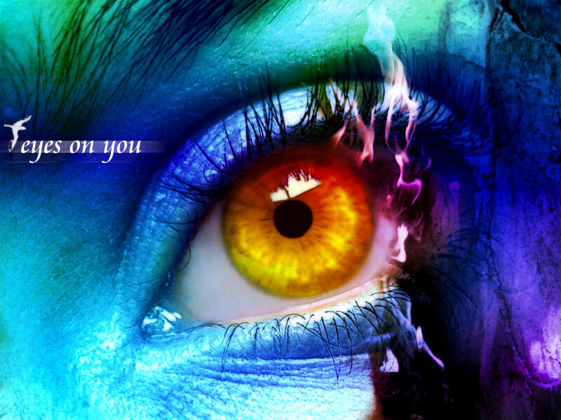 colorful eye with text