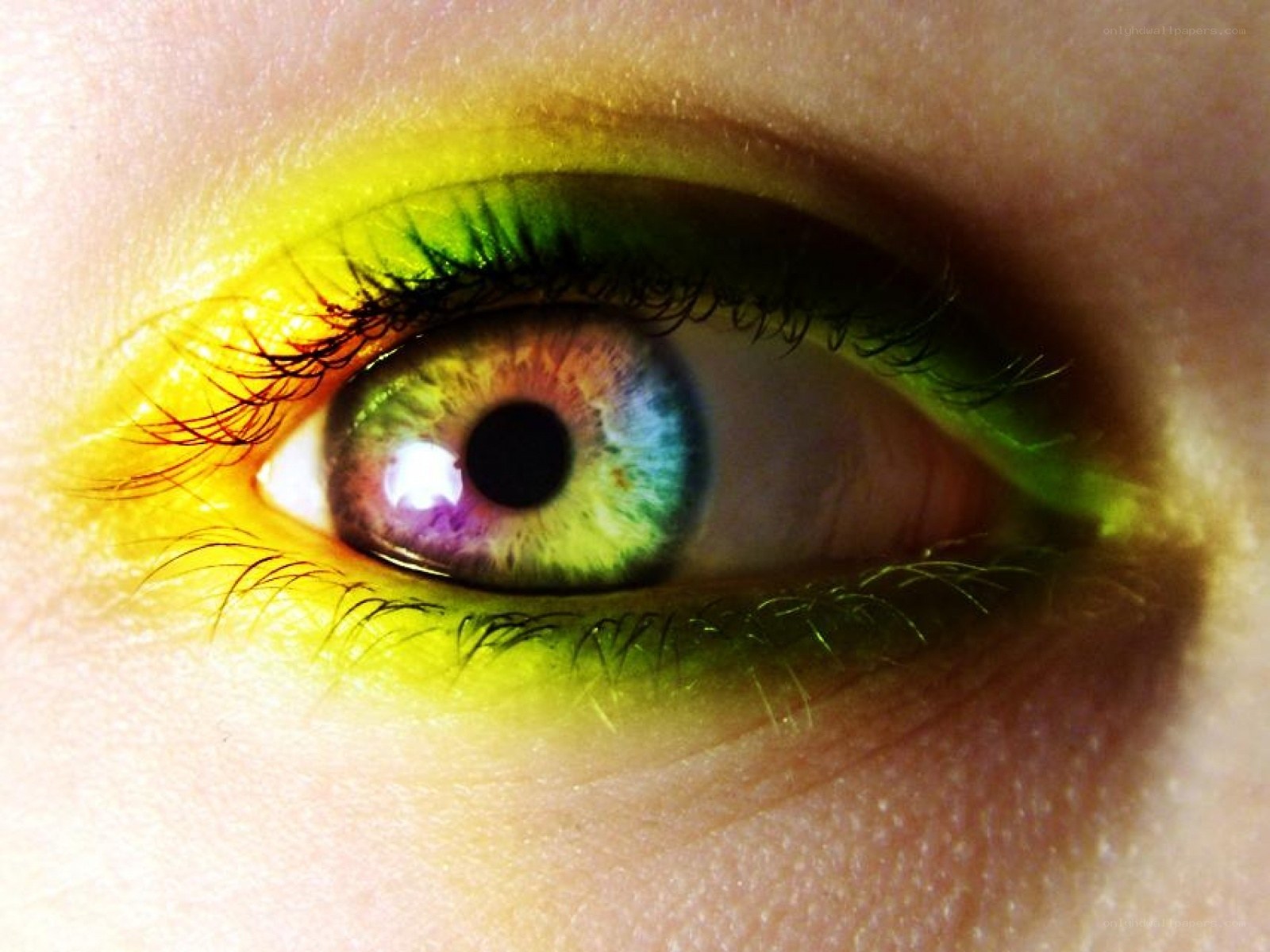 colorful eye with vibrant makeup