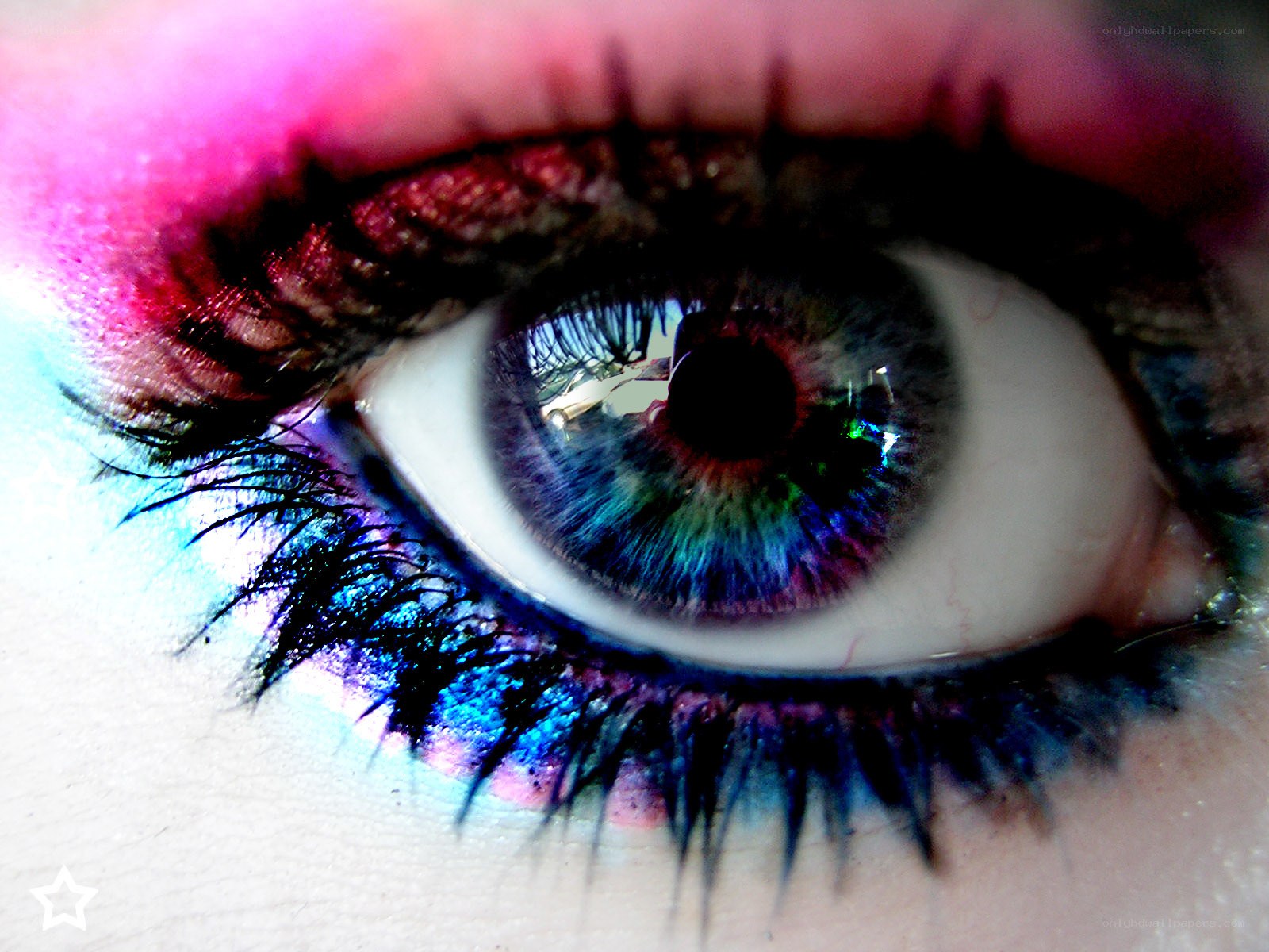 colorful eye with vibrant makeup