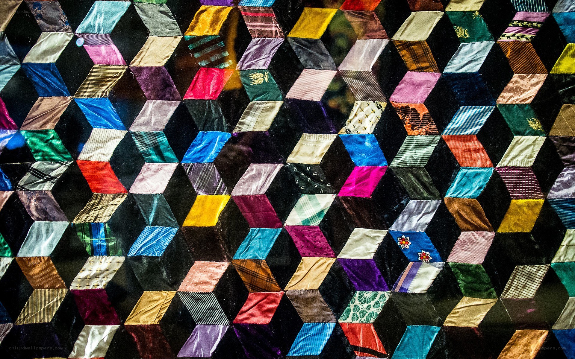 Colorful fabric cube pattern