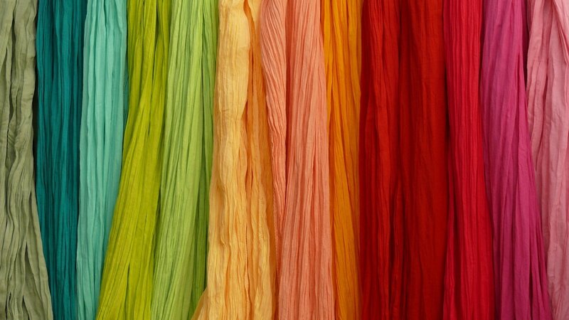 Colorful fabric scarves