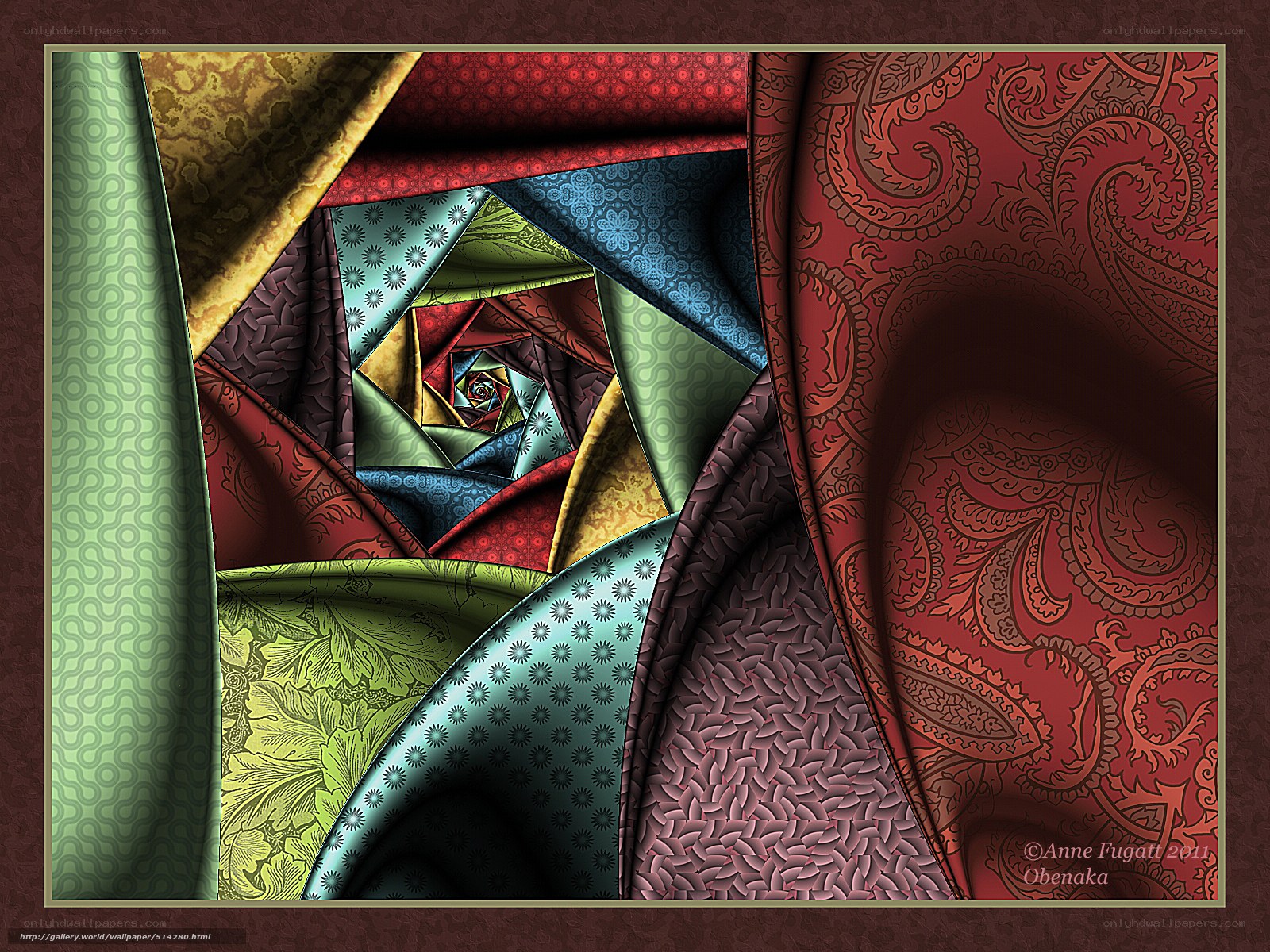 Colorful fabric spiral art
