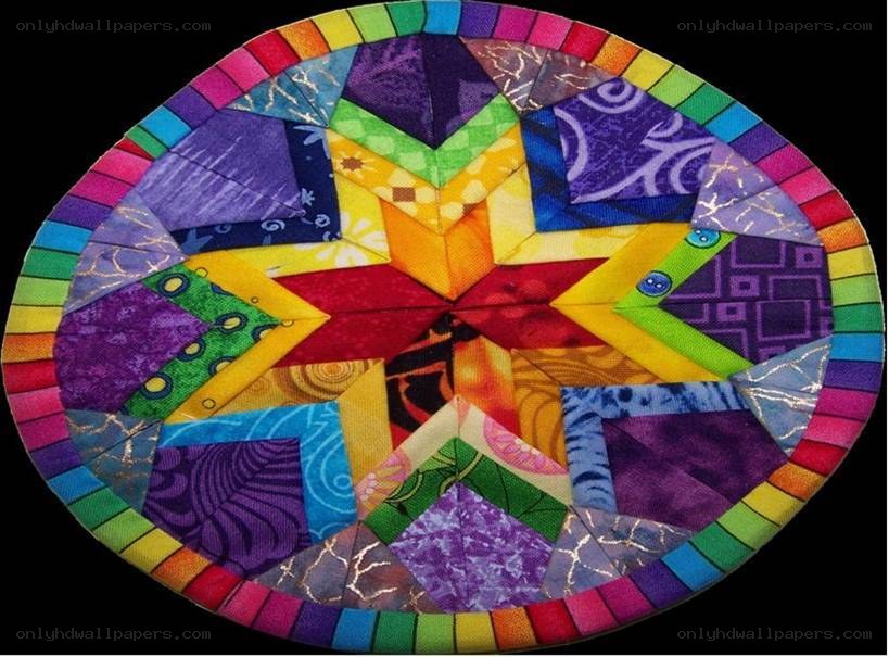 colorful fabric star quilt