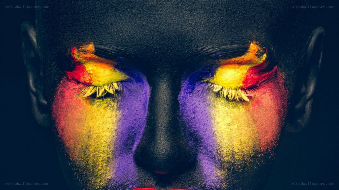 colorful face art close-up