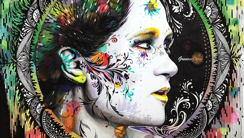 colorful face art portrait