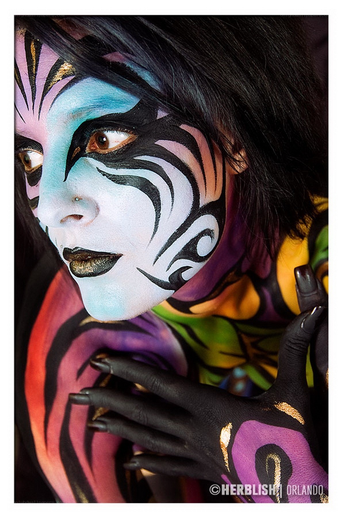 colorful face paint art