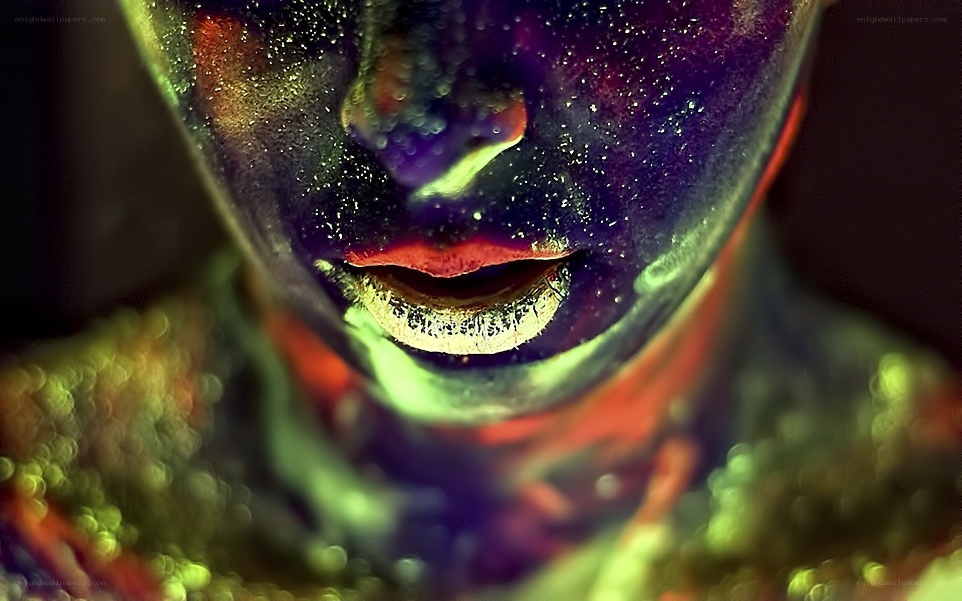 colorful face paint close-up