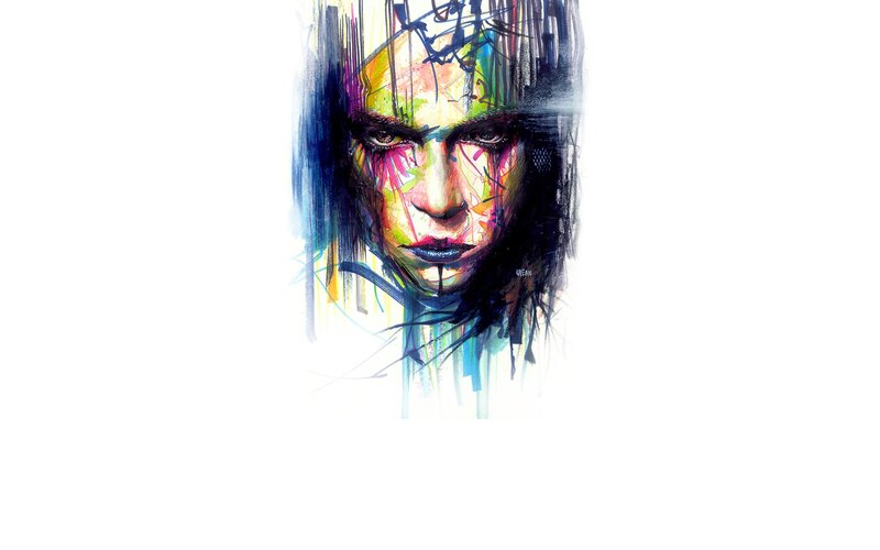 Colorful Face Portrait — Blue, Dramatic