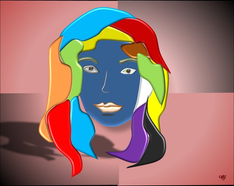 Colorful Face Portrait — Blue
