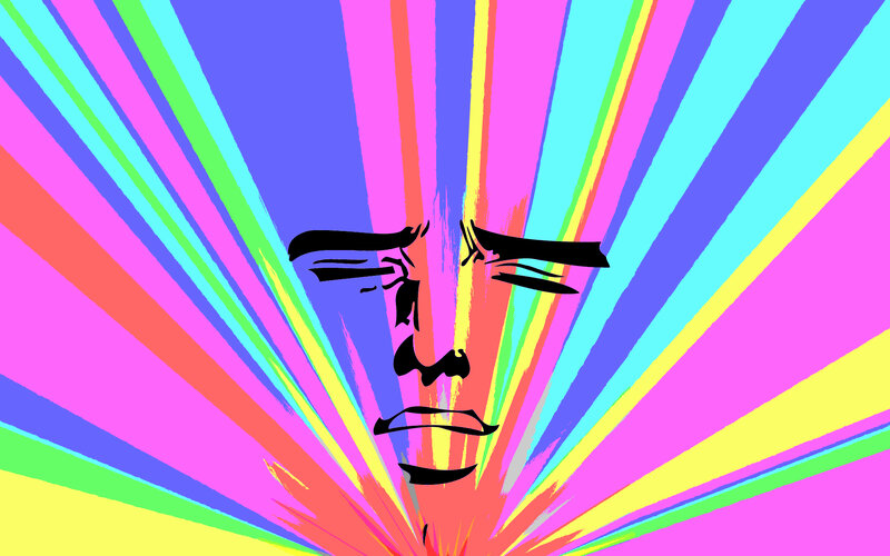 colorful face radiating light
