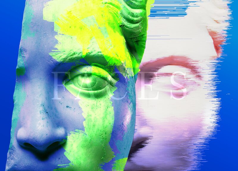 Colorful Face Sculpture