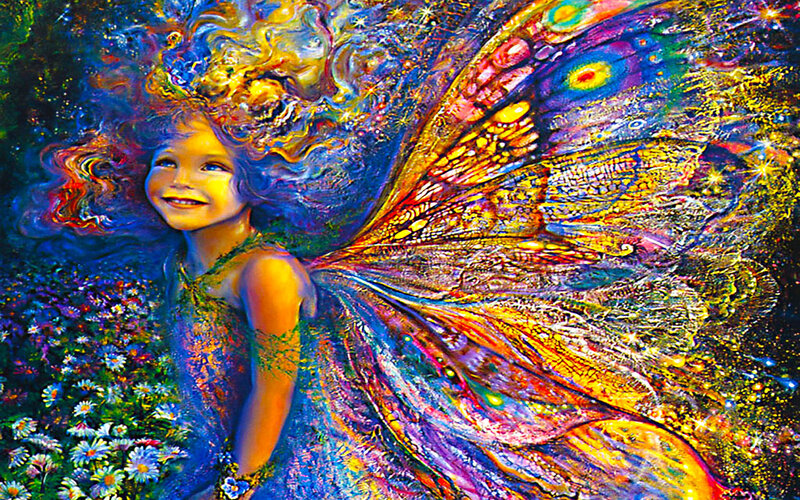 colorful fairy in a flower field