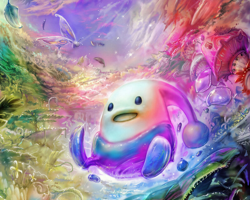 Colorful fantasy creature in a vibrant world
