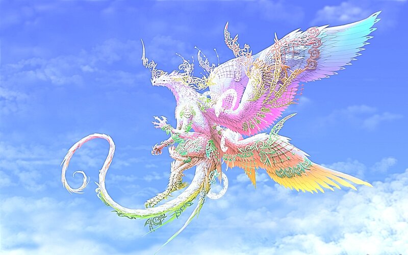 colorful fantasy dragon in sky