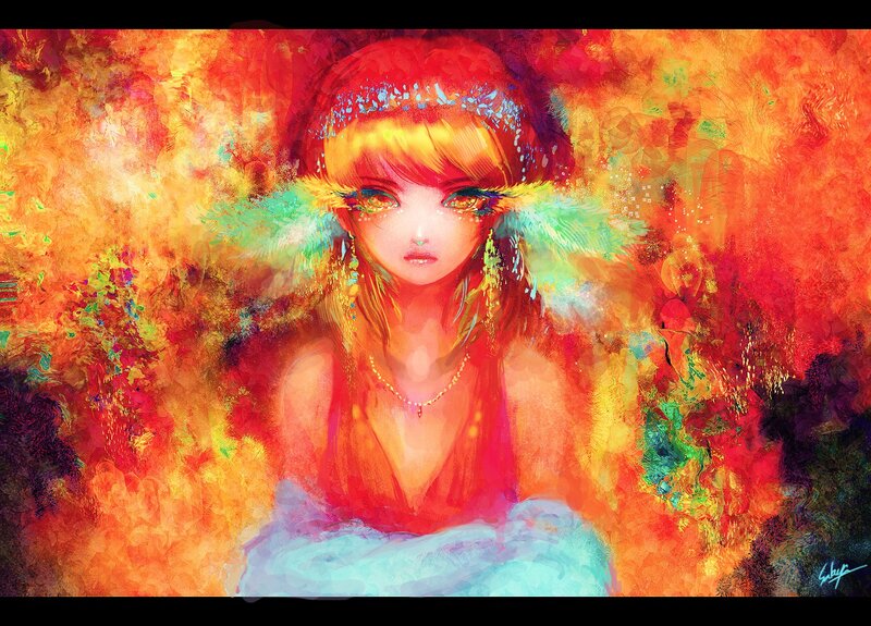 colorful fantasy girl portrait