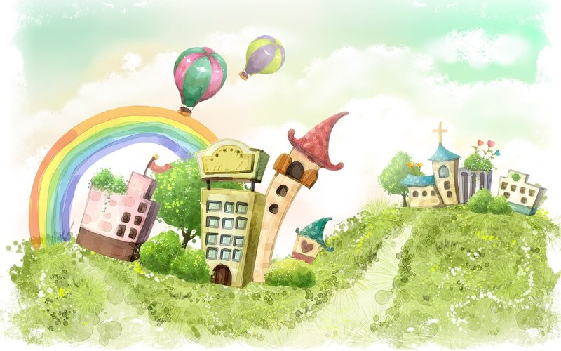 colorful fantasy village scene