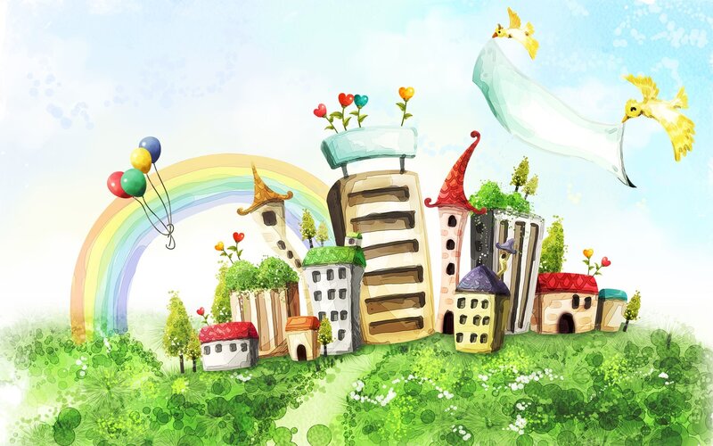 colorful fantasy village