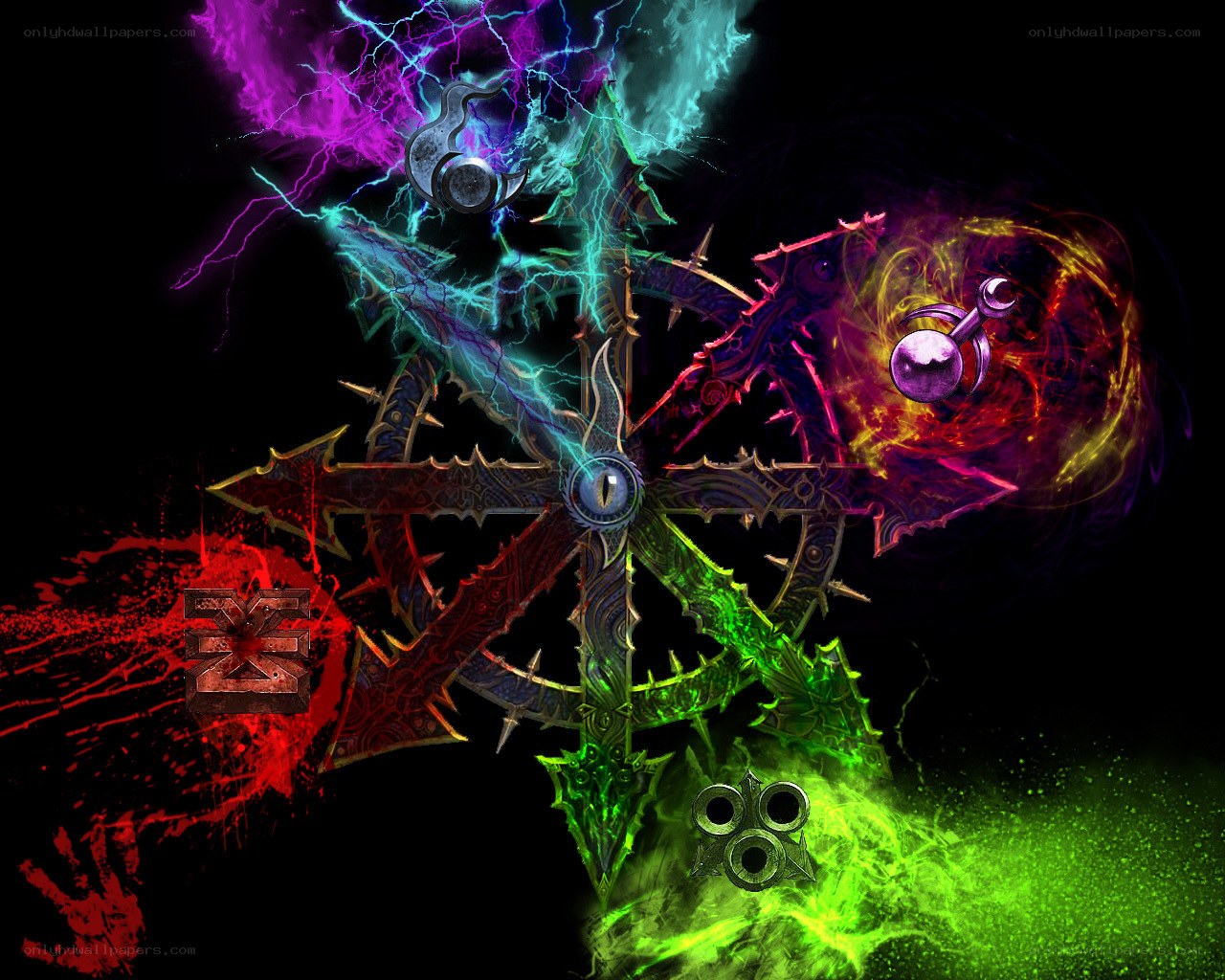 Colorful fantasy weapon art