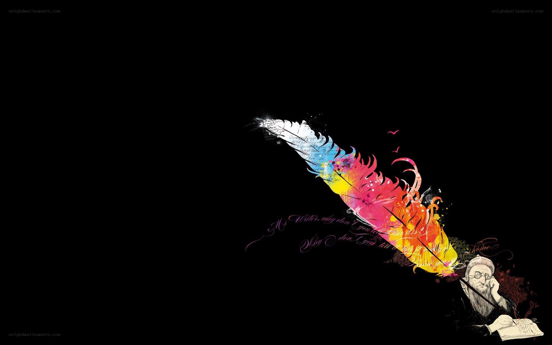colorful feather quill illustration